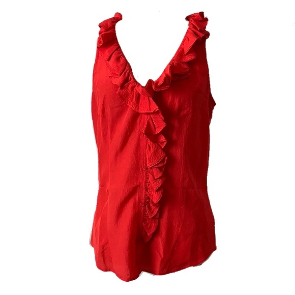 Armani Exchange Tops - 🎉HP🎉Armani Exchange 100% Red Silk Ruffle Blouse